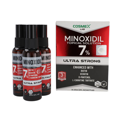 MINOXIDIL 7% para Crecimiento de Cabello Fortificado con Biotina y Keratina 3 meses