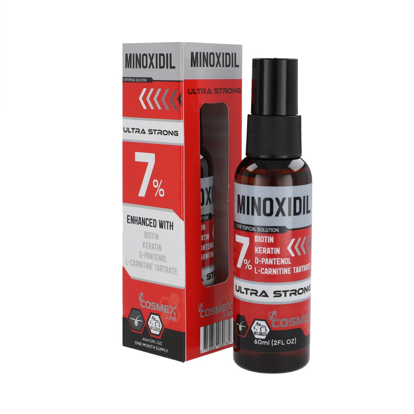 MINOXIDIL 7% Crecimiento de Cabello Fortificado con Biotina y Keratina.